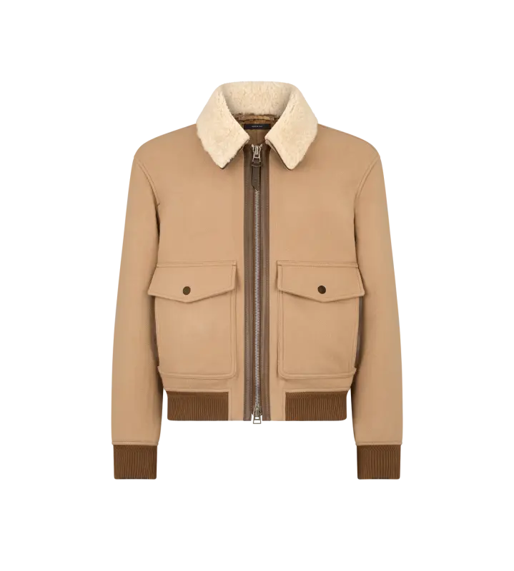 DOUBLE SPLITTABLE SHEARLING COLLAR BLOUSON CAMEL online